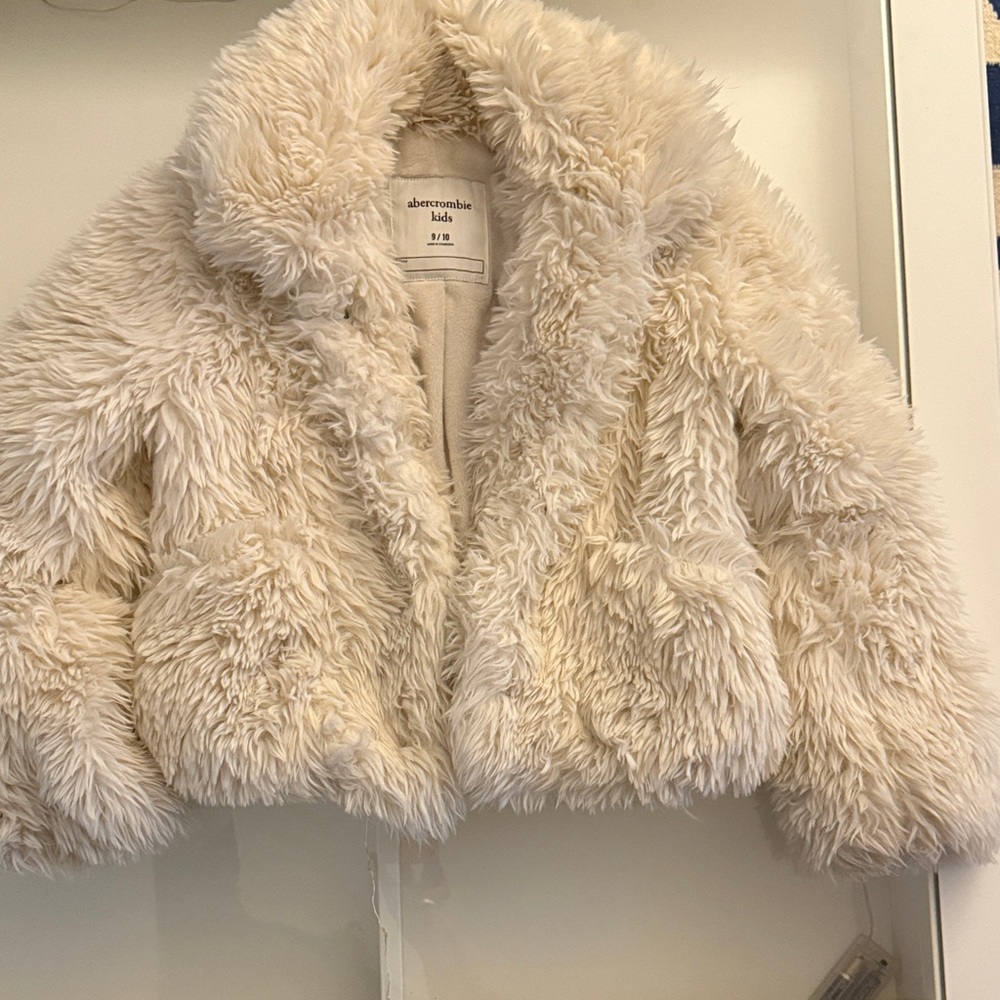 Abercrombie Kids Ivory Faux Fur Coat
